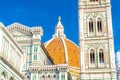 Dome and bell tower of Florence Duomo, Cattedrale di Santa Maria del Fiore, Basilica of Saint Mary of the Flower Cathedral Royalty Free Stock Photo