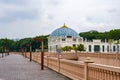 A dome blue tile gold-roofed building