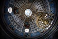 Dome in blue tones and with the faces of saints in the Church of the Apostles Peter and Paul in Kiev of the Ukrainian Orthodox Chu