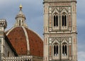 Dome of Brunelleschi and the Giottos Bell tower of the Cathedral Royalty Free Stock Photo