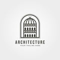 Dome building architecture logo vector line art minimal illustration design