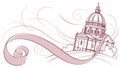 Dome building silhouette, architectural landmark vector design Generative AI