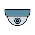 Dome camera icon. CCTV, security ceiling video camera, surveillance. Vector illustration. Royalty Free Stock Photo