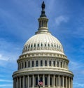 The dome of the capitol of the United States of America under a blue sky, located in Washington DC which is the federal capital. Royalty Free Stock Photo