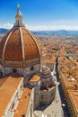 Dome of the Cathedral of Saint Mary of the Flower. Cityscape of Florence, Italy. Italian Gothic architecture.