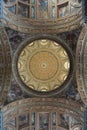 Dome and ceiling of a church in Naples, Italy. Royalty Free Stock Photo