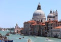 Church of Madonna della Salute and boats on the Grand Canal in V