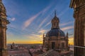Dome of the Clerecia church at sunset, Scala Coeli, in the city of Salamanca, in Spain.