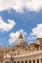 Dome and colonnade detail, Saint Peter`s Basilica, Vatican City. Royalty Free Stock Photo