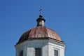 Dome with cross of Orthodox church of 19th century on background of clear blue sky. Symbolic concept Ã¢â¬â faith, religion,