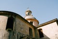 Dome with a cross on the roof of the Church of the Nativity of the Virgin in Prcanj Royalty Free Stock Photo