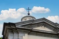 Dome and the cross of Royal Chapel of St. Anthony of La Florida in Madrid, Spain