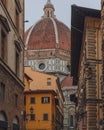 Dome of the Florence Cathedral between buildings of the historical center of Florence, Italy Royalty Free Stock Photo