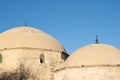 Dome of Hala Sultan Tekke or Mosque of Umm Haram. Religious Muslim shrine against blue clear sky.