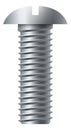 Dome head bolt side view. Metal slotted fastener