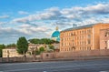 The dome of Izmaylovsky Cathedral and the sphinx Royalty Free Stock Photo