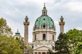 Dome of Karlskirche baroque church in Karlsplatz square in Vienna, Austria