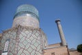 Dome and minaret in the Gur Emir mausoleum in Samarkand in Uzbekistan. 29.04.2019 Royalty Free Stock Photo