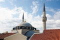 The dome and minaret of the Mihrimah Sultan mosque in the Uskudar district of Istanbul
