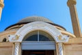 Dome of the mosque. City landmark. Classic Islamic background. August 9, 2022 Kemer, Antalya province, Turkey.