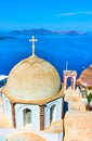 Dome of old greek church in Thira Royalty Free Stock Photo