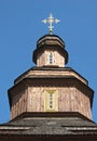 Dome of old wooden church against the blue sky Royalty Free Stock Photo