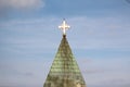 The golden Orthodox cross of the church of RuÃÂ¾ica on Kalemegdan shines in the sun Royalty Free Stock Photo