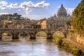 Dome and river in Rome, Italy. Travel. Postcard Royalty Free Stock Photo
