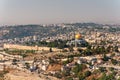 Dome of the Rock in beautiful panorama of Jerusalem