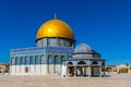 Dome of the Rock Islamic monument and Dome of the Chain shrine on Temple Mount of Jerusalem Old City, Israel