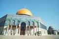 The Dome of the Rock, an Islamic shrine located on the Temple Mount in the Old City of Jerusalem. shot at a fine sunny day.