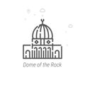 Dome of the Rock, Jerusalem Vector Line Icon, Symbol, Pictogram, Sign. Abstract Geometric Background. Editable Stroke