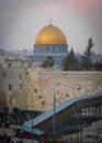 Dome of the rock and wall of lamentations in Jerusalem Royalty Free Stock Photo