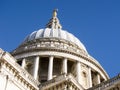 Dome of Saint Pauls Cathedral, London With a Blue Sky. Royalty Free Stock Photo