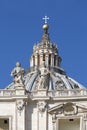 Dome of Saint Peter`s Basilica at St.Peter`s square on background of blue sky, Vatican, Rome, Italy Royalty Free Stock Photo