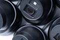 Dome security cameras in black on a light background, surveillance cameras. Royalty Free Stock Photo