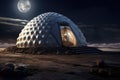 dome-shaped shelter protecting equipment from lunar dust