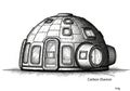 Dome-shaped structure with a futuristic design, featuring multiple circular and rectangular Royalty Free Stock Photo