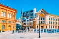 Dome Square Doma laukums near the Dome Cathedral- Medieval Lutheran church with elements of Romanesque architecture Royalty Free Stock Photo