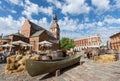 Dome Square with Riga Cathedral at the historical center of the old town of Riga