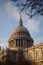 Dome of St Paul Cathedral against the background of the sky. London, England. Royalty Free Stock Photo