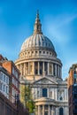 Dome of St Paul`s Cathedral, iconic anglican church in London, UK Royalty Free Stock Photo