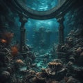 a dome structure underwater under the water in the ocean with corals and plants