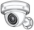 Dome Surveillance Camera Outline: Security Device Illustration, CCTV System, Security Camera Royalty Free Stock Photo