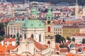 Dome and tower of the historic Nicholas church in Prague Royalty Free Stock Photo