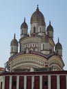 The dome or the turrets of the Dakshineshwar Goddess Kali temple in Kolkata India where Sri Ramakrishna worked as a priest. Royalty Free Stock Photo