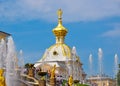 Dome of West Chapel and Grand cascade of Peterhof Palace, Saint Petersburg, Russia
