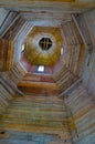 Dome of a wooden orthodox church. Inside view Royalty Free Stock Photo