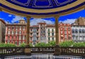 Domed gazebo on Plaza del Castillo in Pamplona, Spain famous for bull running Royalty Free Stock Photo