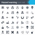 Hazard warning signs. Set of signs warning about danger. 42 high quality hazard symbols and elements. Danger icons. Vector illustr Royalty Free Stock Photo